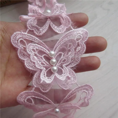 Miniatura 11 de Arco de mariposa soluble de 5 yardas de organza bordada de encaje para tejer, apliques de boda, cinta de retazos hechos a mano, suministros