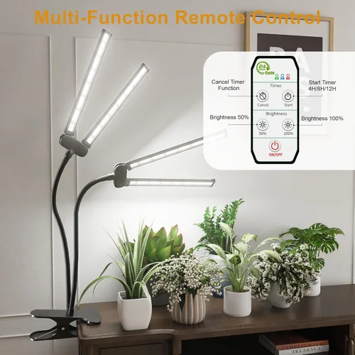 Miniatura 4 de Luz LED de cultivo, lámpara de crecimiento para plantas de interior con clip de espectro completo blanco súper brillante de 6000K con cabezal doble