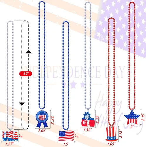 Miniatura 4 de 36 collares del 4/4 de julio: accesorios patrióticos a granel para fiestas del Día de los Caídos, decoraciones de decoración, sombreros de estrella