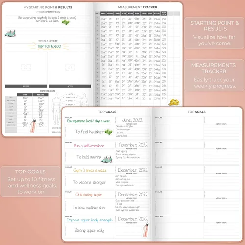 Miniatura 4 de Clever Fox Fitness Journal PRO - Agenda diaria de entrenamiento con planificador de comidas y rastreador de hábitos, libro de registro de ejercicios