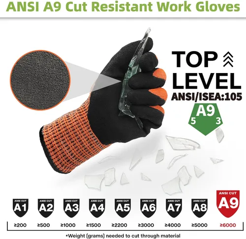 Miniatura 2 de Guantes de trabajo resistentes a los cortes de nivel más alto ProGuard PR3326 de Schwer para protección extrema, guantes de corte ANSI A9 con pulgar
