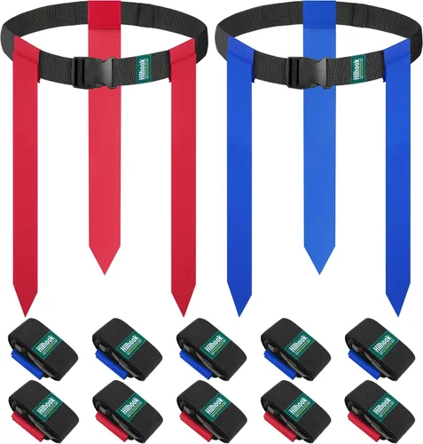 Miniatura 9 de Cinturones de Fútbol Americano con Banderas, 2/10/20 Juegos de Conjunto de Fútbol Americano con Banderas Ajustables para Entrenamiento de Niños