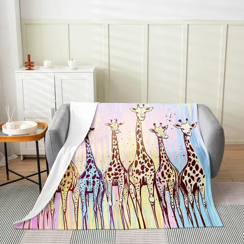 Miniatura 2 de Erosebridal Manta infantil individual de 60 x 80 pulgadas, manta de jirafa para niños y niñas, manta de forro polar de jirafa de dibujos animados