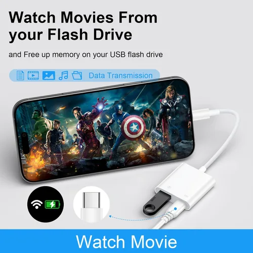 Miniatura 3 de Adaptador de cámara USB a USB C con puerto de carga para iPhone 16e 16 15 MacBook, adaptador USB hembra OTG para Android Samsung Galaxy A17 A36 A56
