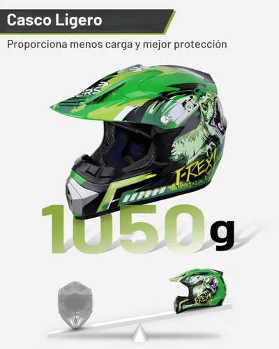 Miniatura 3 de Oumurs DOT Casco de Dirt Bike Juvenil con Gafas y Guantes para 5-14 Años, Cascos ATV para Niños y Niñas, Casco de Cuatro Ruedas, Motocross BMX MX