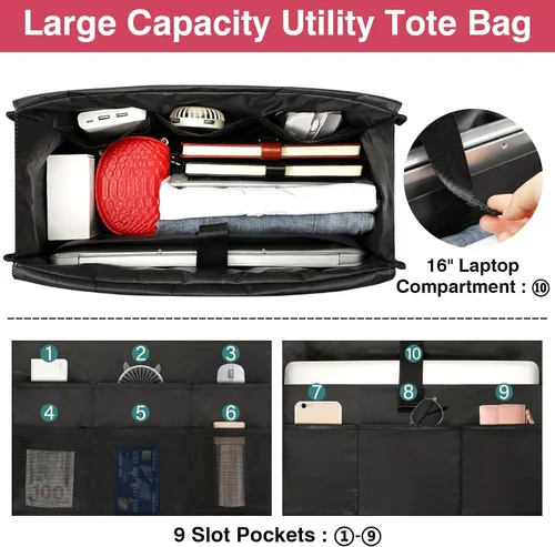 Miniatura 3 de ITIEZY Bolsa de mano para mujer, bolsas de mano para profesores con 1518 bolsillos grandes con cremallera para el trabajo universitario