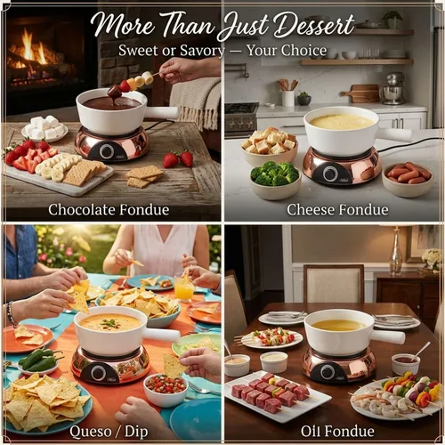 Miniatura 6 de Artestia Olla eléctrica para fondue de 2 cuartos de galón para carne, olla de cerámica de 1500 W con temperatura ajustable, 6 tenedores de fondue