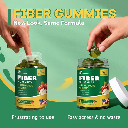 Miniatura 2 de Gomitas de fibra prebiótica 13 en 1 para adultos - Suplemento de fibra para mujeres y hombres con mezcla de verduras, inulina y ACV