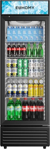 Miniatura 12 de EUHOMY Refrigeradores comerciales de 6 pies cúbicos con puerta de vidrio templado doble, refrigerador de bebidas con cerradura y estantes