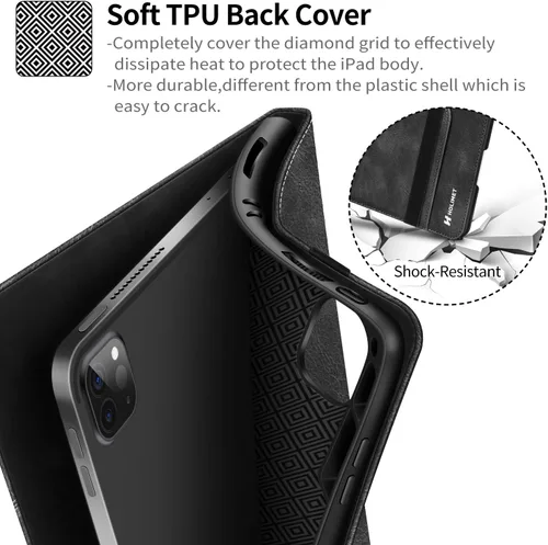 Miniatura 9 de H HOLIMET Funda para iPad Pro de 11 pulgadas 2022 4ª/3ª/2ª/1ª Generación 2021/2020/2018 con soporte para lápiz, cuero PU protector con bolsillo