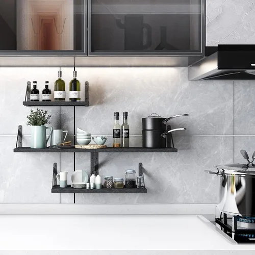 Miniatura 2 de YGEOMER Estantes flotantes para pared, estantes de pared negros de diferentes tamaños para sala de estar, baño, dormitorio, cocina, decoración
