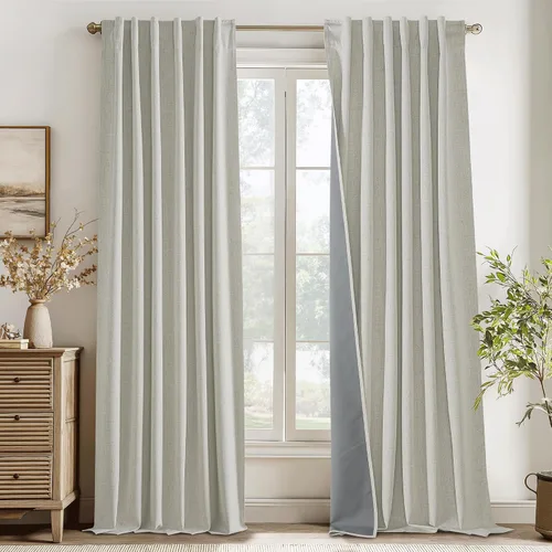 Miniatura 24 de RYB HOME Cortinas cortas opacas 100% marrones, 45 pulgadas de largo, 52 pulgadas de ancho, bloqueo de luz y aislamiento térmico para cocina