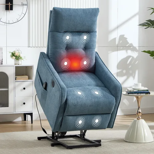 Miniatura 19 de Silla Reclinable con Elevación Eléctrica con Masaje de Vibración y Calor para Personas Mayores de Estatura Pequeña, Silla Elevadora Pequeña