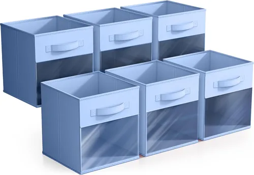 Miniatura 7 de Sorbus Contenedores de almacenamiento de 11 pulgadas con ventana transparente, 6 cestas plegables para organizar ropa, juguetes, libros, cubos