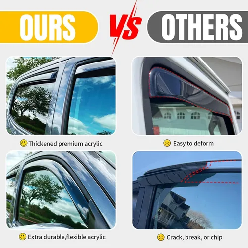 Miniatura 4 de Protectores de lluvia en canal para Jeep Grand Cherokee L 2021-2026, protectores de visera de ventana, deflector de ventilación, sombra viento humo