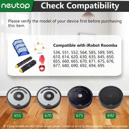 Miniatura 2 de Piezas de repuesto compatibles con iRobot Roomba 675 677 671 670 665 655 645 694 692 614, incluye batidor flexible y cepillo de cerdas herramienta