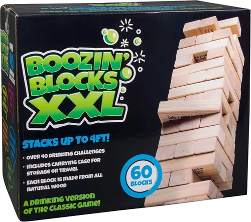 Miniatura 8 de Juego de tragos torre apilable gigante (Se apila hasta 4 pies) - 60 bloques de madera con instrucciones de bebida (¡solo para mayores de 21 años!)