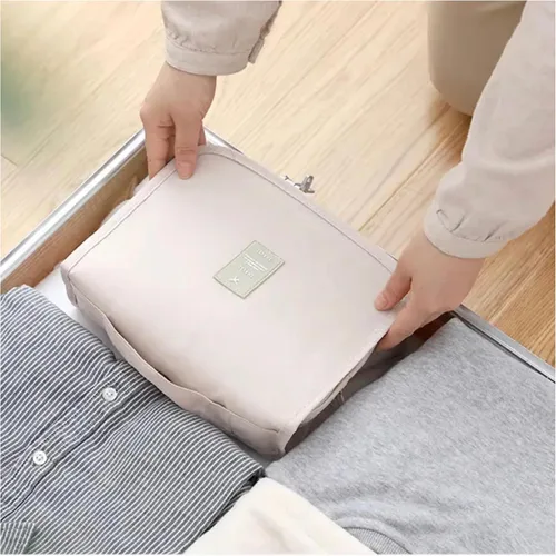 Miniatura 6 de Neceser de viaje – Pequeño organizador colgante de baño y cosméticos para hombres y mujeres – Bolsa de viaje para artículos de tocador, Beige
