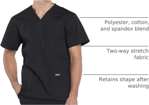 Miniatura 42 de Cherokee WW Professionals WW695 - Camisa de uniforme sanitario para hombre, con cuello en V