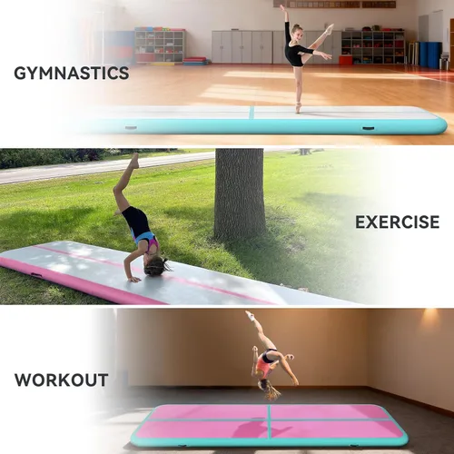 Miniatura 2 de Colchoneta inflable de gimnasia de 6, 10, 13, 16, 20 pies, 4/8 pulgadas de grosor, con bomba de aire eléctrica para uso doméstico, entrenamiento
