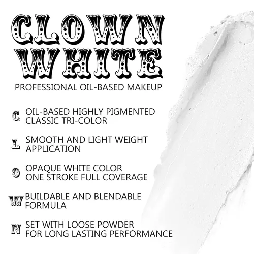 Miniatura 4 de Kit de maquillaje de payaso, pintura facial roja, blanca y negra (11.11 onzas), kit profesional de pintura facial, pintura corporal a base de aceite
