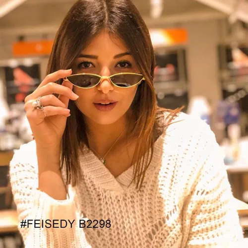 Miniatura 76 de FEISEDY Gafas de sol de diseñador de moda Retro pequeños pétalos forma arco templo diseño B2298