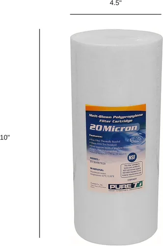 Miniatura 2 de PureT BVB0987020 - Filtro de sedimentos de agua de 10 x 4.5 pulgadas, certificado NSF, filtro de polietileno hilado que elimina sedimentos y otros