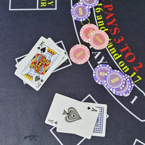 Miniatura 5 de BALIKEN 36 x 72 pulgadas Texas Holdem Poker Mat & Blackjack mesa Casino fieltro profesional Mat Azul/Azul