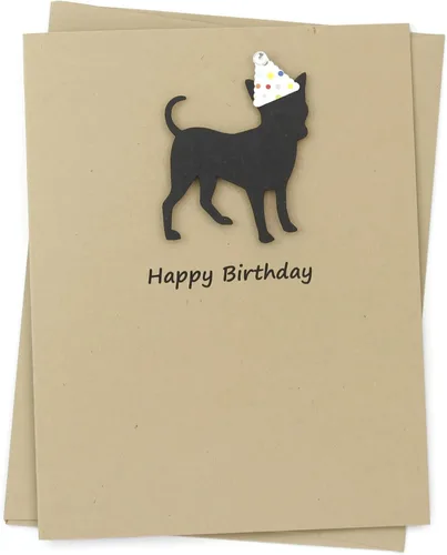 Miniatura 21 de Tarjeta de cumpleaños de pastor australiano negro Tarjeta de felicitación para mascotas con tema de perro australiano negro Sombrero de fiesta