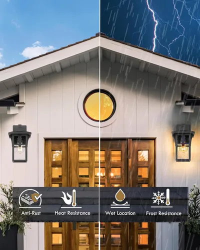 Miniatura 6 de HWH INVESTMENT Lámpara de pared para interiores y exteriores, con pantalla de vidrio sembrado, accesorios de luz impermeables para porche, puerta