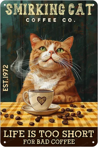 Miniatura 39 de Cartel de café con texto en inglés «Because Murder Is Wrong», póster metálico de 16 x 12 pulgadas CAFÉ CAT 3