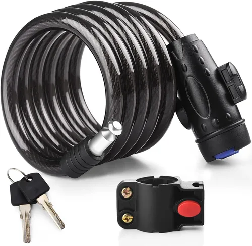 Miniatura 8 de Candado de bicicleta, [4 pies/3.9 ft] Diyife - Candados de cable para bicicleta con 2 llaves, resistente a la intemperie, cable de seguridad