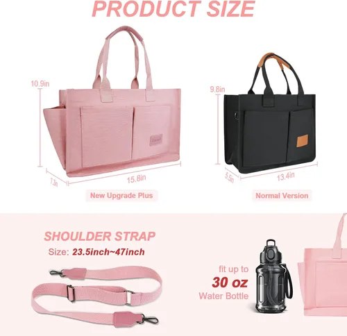 Miniatura 7 de Bolso de lona para mujer con bolsillos, bolso cruzado para portátil de trabajo, bolso de hombro para todo lo demás, bolso de lona para todos