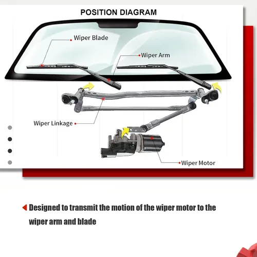 Miniatura 2 de A-Premium Conjunto de varillaje de transmisión del limpiaparabrisas delantero compatible con vehículos Audi - A4, A4 Quattro 2002-2008, RS4