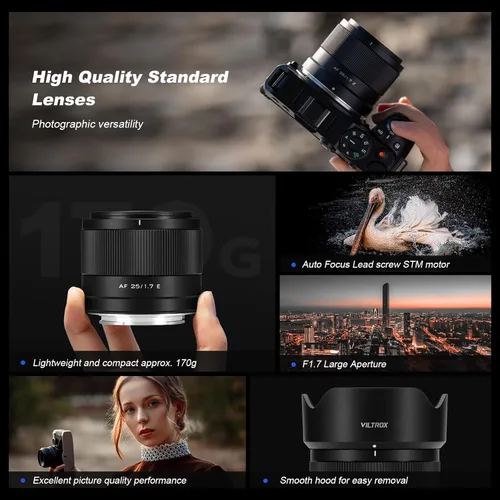 Miniatura 2 de Viltrox 25mm F1.7 Air FE Pocket Dispo Lente AF F/1.7 E-Mount Portátil para Sony Lente para Principiantes Autofoco APS-C Gran Apertura Lentes FE Prime
