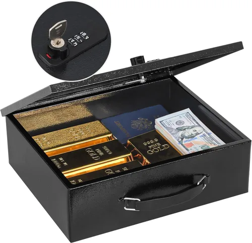 Miniatura 8 de KYODOLED Caja de documentos ignífuga con cerradura de llave, pequeñas cajas de seguridad para artículos personales, resistencia al fuego y al agua