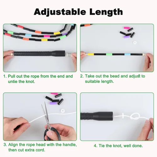 Miniatura 5 de Cuerdas de salto holandesas dobles de 16.5 pies para adultos y niños, cuerda de saltar larga Rainbw, cuerda de saltar con cuentas para fitness