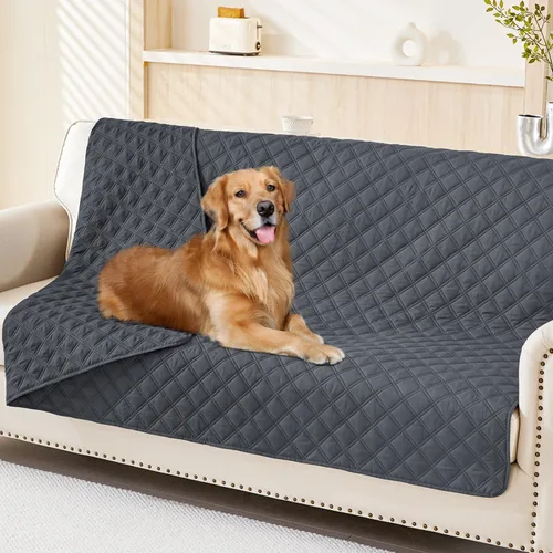 Miniatura 69 de Smiry Funda impermeable para cama de mascota, suave y lavable, para muebles, cama, sofá, reversible, a cuadros (30 x 53 pulgadas, color beige/beige)