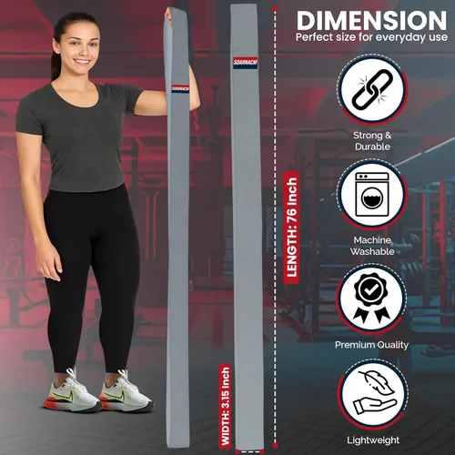 Miniatura 2 de 76-Inch Extended-Length Resistance Bands – Heavy-Duty Black Fabric Workout Bands for Strength, Mobility, Stretching & Full-Body Training – Durable