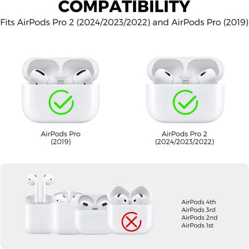 Miniatura 2 de AHASTYLE Funda protectora de silicona para AirPods Pro 2 [LED frontal visible] Compatible con AirPods Pro de 2ª generación (Púrpura)