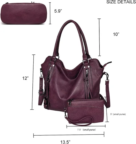 Miniatura 2 de Monederos grandes para mujer, bolsos de hombro, bolsa hobo, juego de 2 piezas