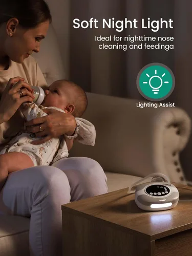 Miniatura 3 de GROWNSY Succión Nasal Eléctrica para Bebé, Aspirador Nasal de Grado Hospitalario con Luz Nocturna, Canciones de Cuna Calmantes, Succionador de Nariz