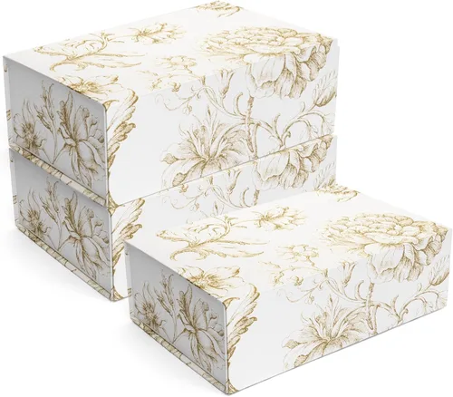 Miniatura 13 de Caja de regalo de recuerdo de lujo, paquete de 3 cajas decorativas florales rosas con tapas magnéticas para regalos, caja de recuerdos de boda