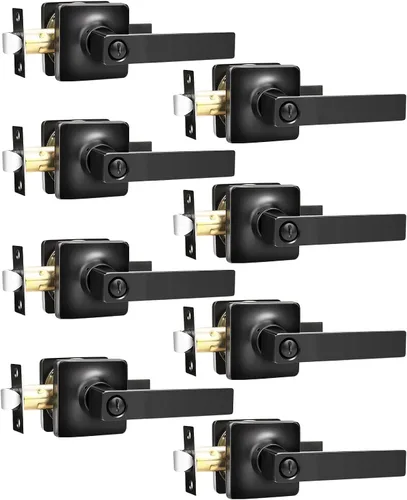 Miniatura 17 de GOBEKOR Paquete de 1 manija de paso, manijas de puerta negras para cerradura de puerta de armario, manija de puerta interior sin llave con cerradura