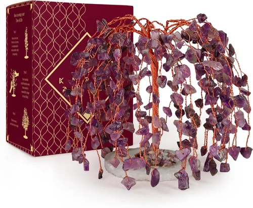 Árbol de la vida de cristal de amatista curativos de chakras, árboles bonsái de Feng Shui para energía positiva, dinero, buena suerte, árbol para