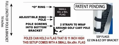Miniatura 2 de Bandera de carrito de golf de EE. UU. pequeña 6x9 con soporte de encendido y apagado SSP Flags EZ