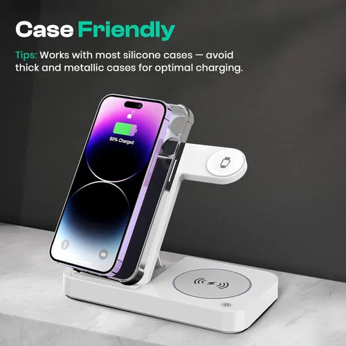 Miniatura 4 de Estación de carga inalámbrica 4 en 1 para iPhone, Apple Watch y AirPods - Cargador inalámbrico para iPhone Series 16/15/14/13/12 - Apple iWatch Negro