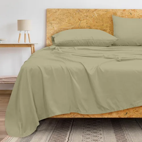 Miniatura 8 de Royale Linens Sábana Plana de Algodón Peinado de Fibra Larga 100% de 300 Hilos - Súper Suave - Sábanas Superiores - Sábana Plana King Se Vende Por