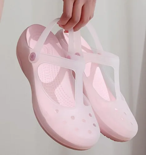 Miniatura 2 de Zuecos clásicos transparentes de color sólido para mujer, cómodos, suaves y antideslizantes, sandalias de playa de gelatina para actividades al aire