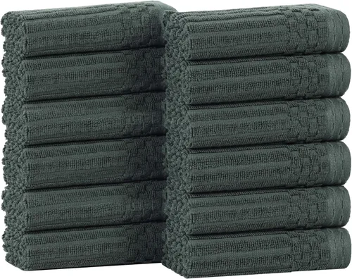 Miniatura 40 de Superior Juego de 6 toallas de algodón sólido y acanalado, toallas de cara de 13 x 13 pulgadas, toallas de mano de 16 x 28 pulgadas, toallas de baño